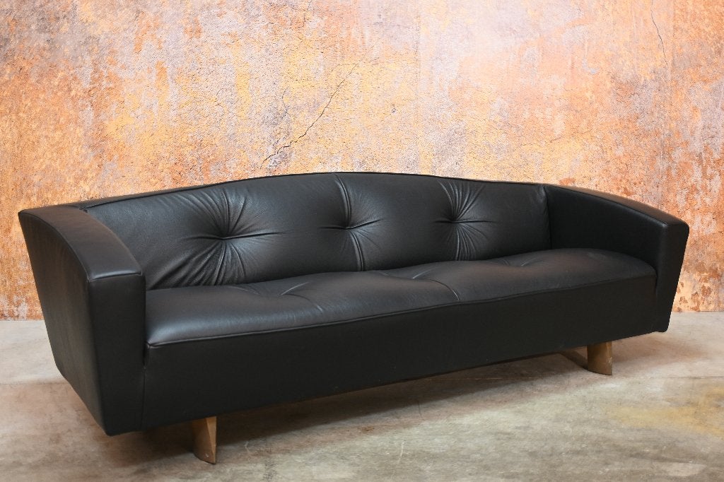 ZGANieuw! unieke zwarte leren Montis Riva design bank, Montis, Montis, Driepersoons, 75 tot 100 cm