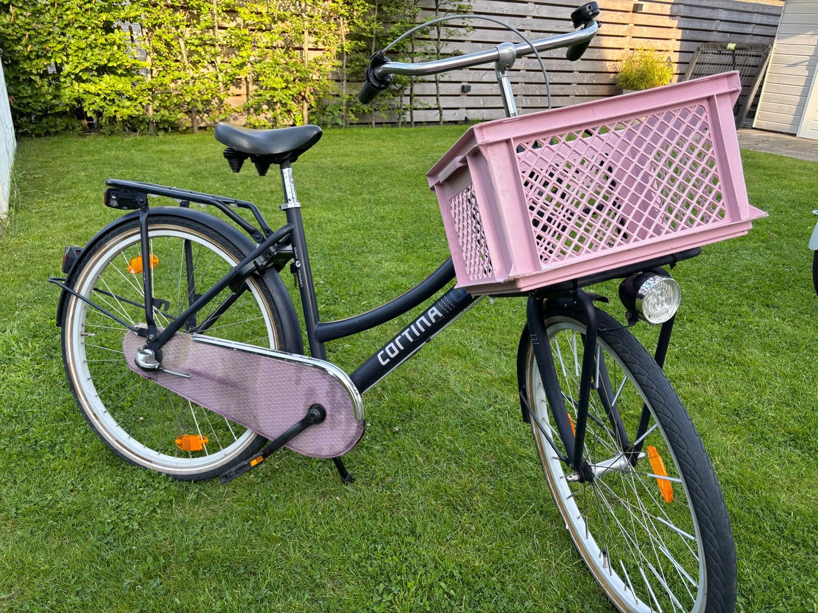 Cortina U4 Transportfiets Dames - Zwart met Roze Krat, Terugtraprem, Gebruikt, Versnellingen, Ophalen