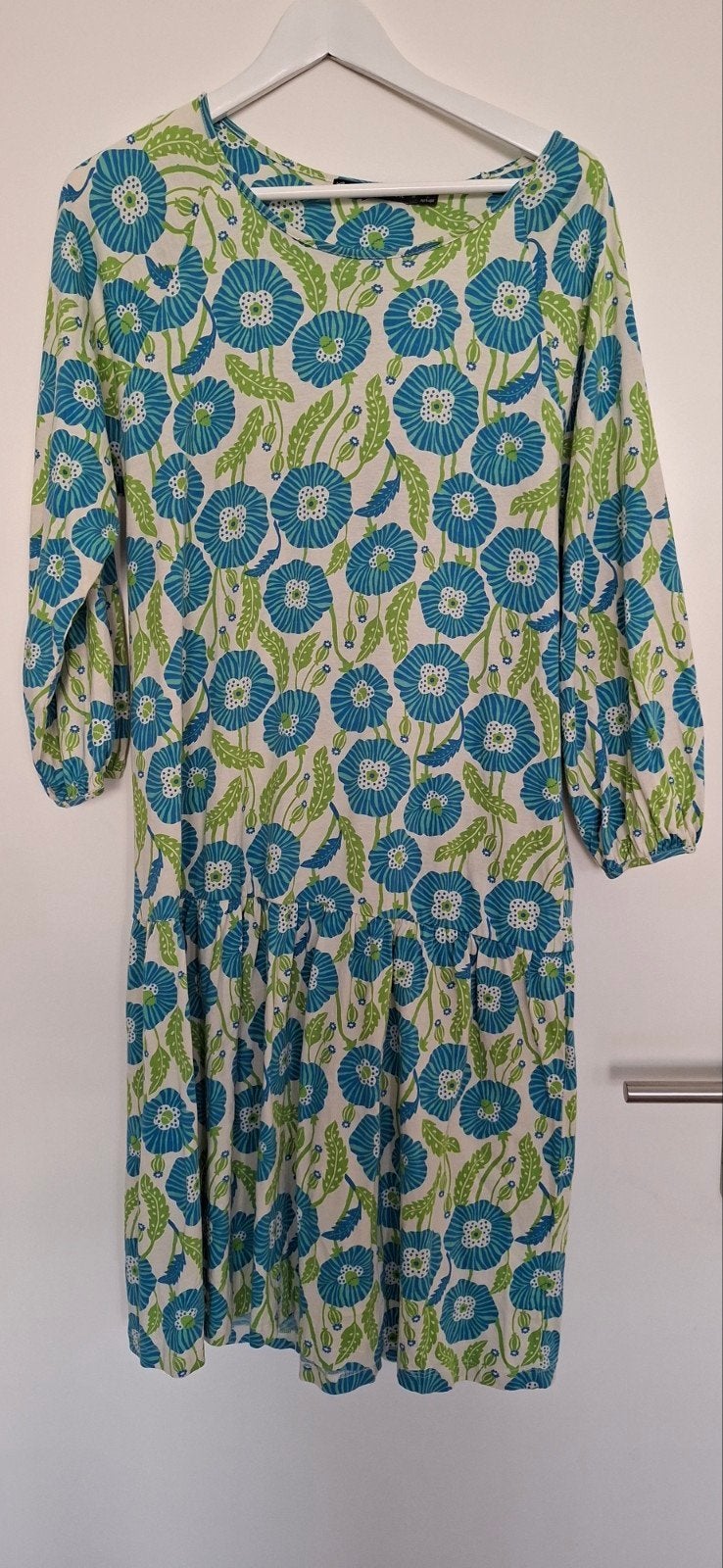 Gudrun Sjödén jurk met bloemenprint maat   M, Blauw, Gudrun Sjödén, Zo goed als nieuw, Knielengte