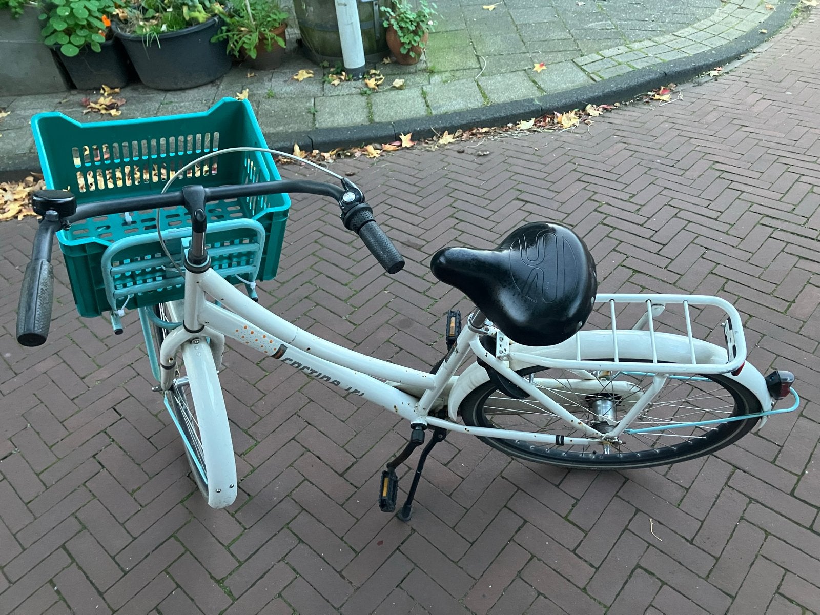 Cortina U4 Transportfiets meisjes - Wit met krat - 26 inch, 26 inch of meer, Terugtraprem, Gebruikt, Ophalen of Verzenden