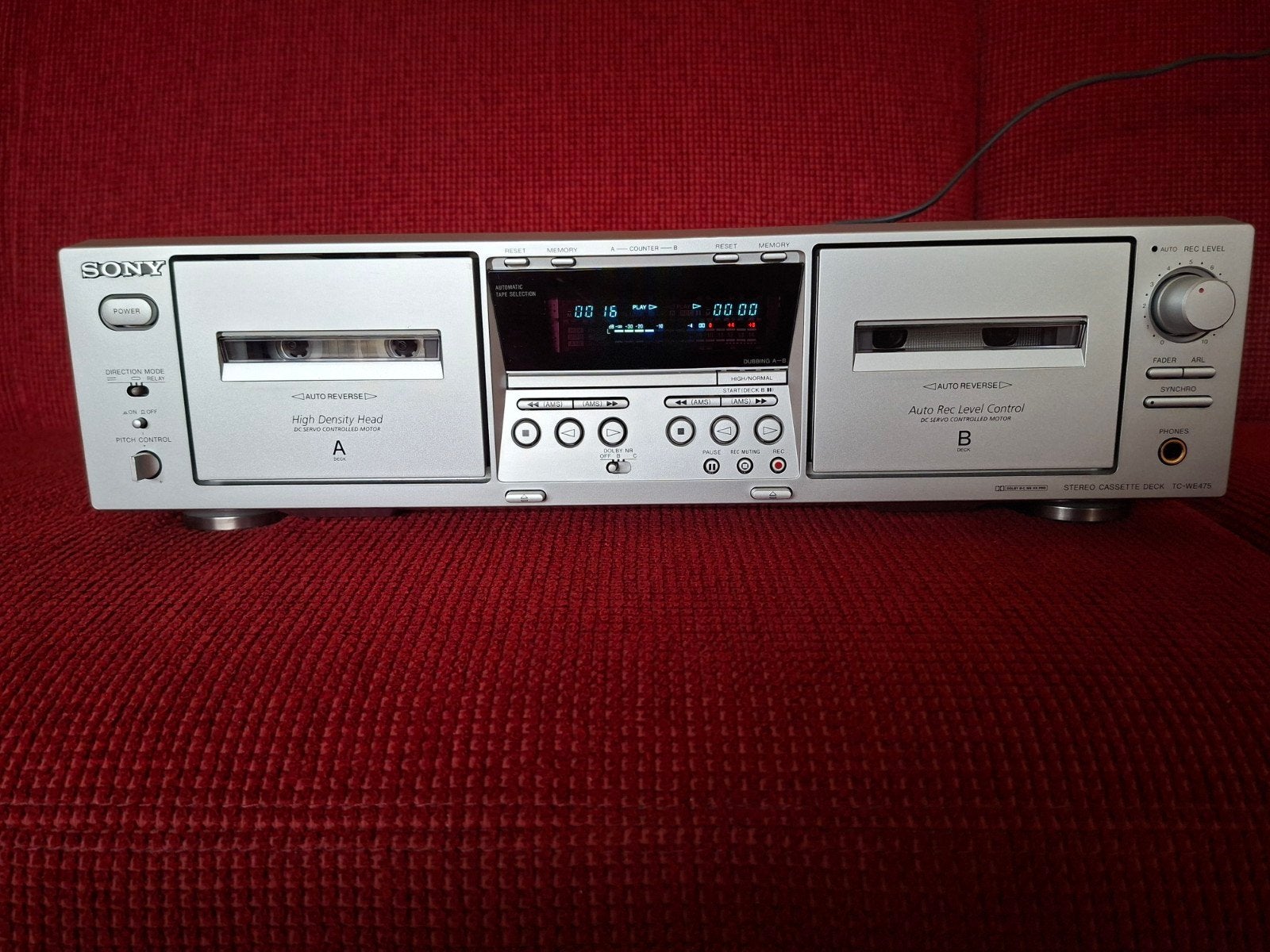Sony TC WE 475 autoreverse deck met Pitch control, Ophalen, Dubbel, Sony, Tiptoetsen