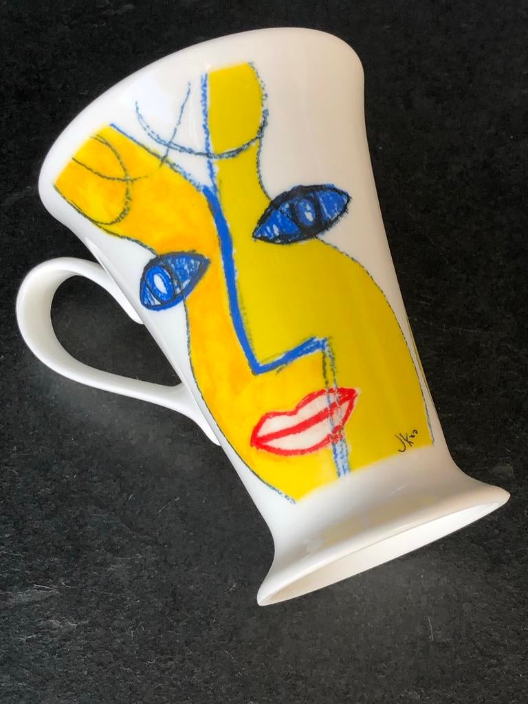 JK Art Collection beker design no 11 Yellow Moon, Ophalen of Verzenden, Zo goed als nieuw, Overige stijlen, Kop(pen) en/of Schotel(s)