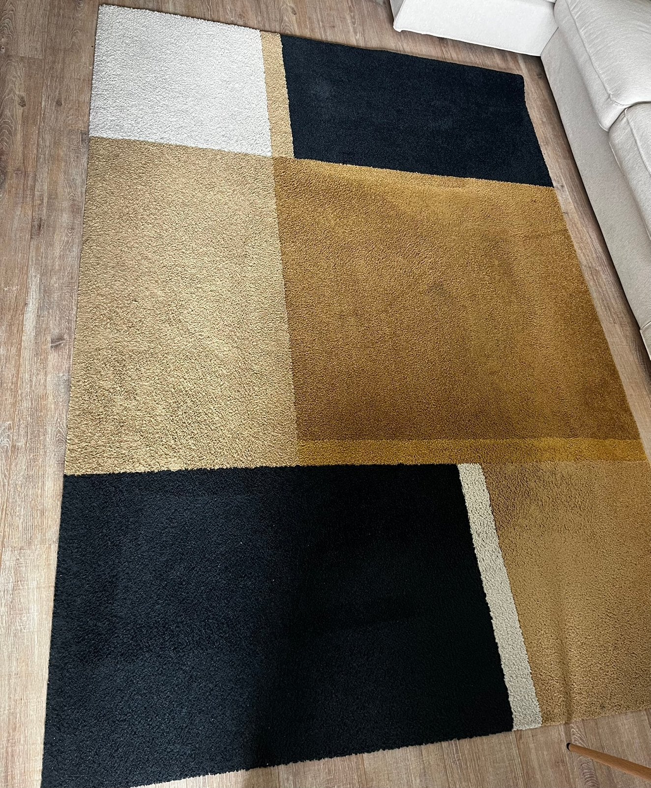 IKEA SKRIFTSPRÅK vloerkleed – beige/oker/zwart – mooie staat, Ophalen, Zwart, 200 cm of meer, Zo goed als nieuw