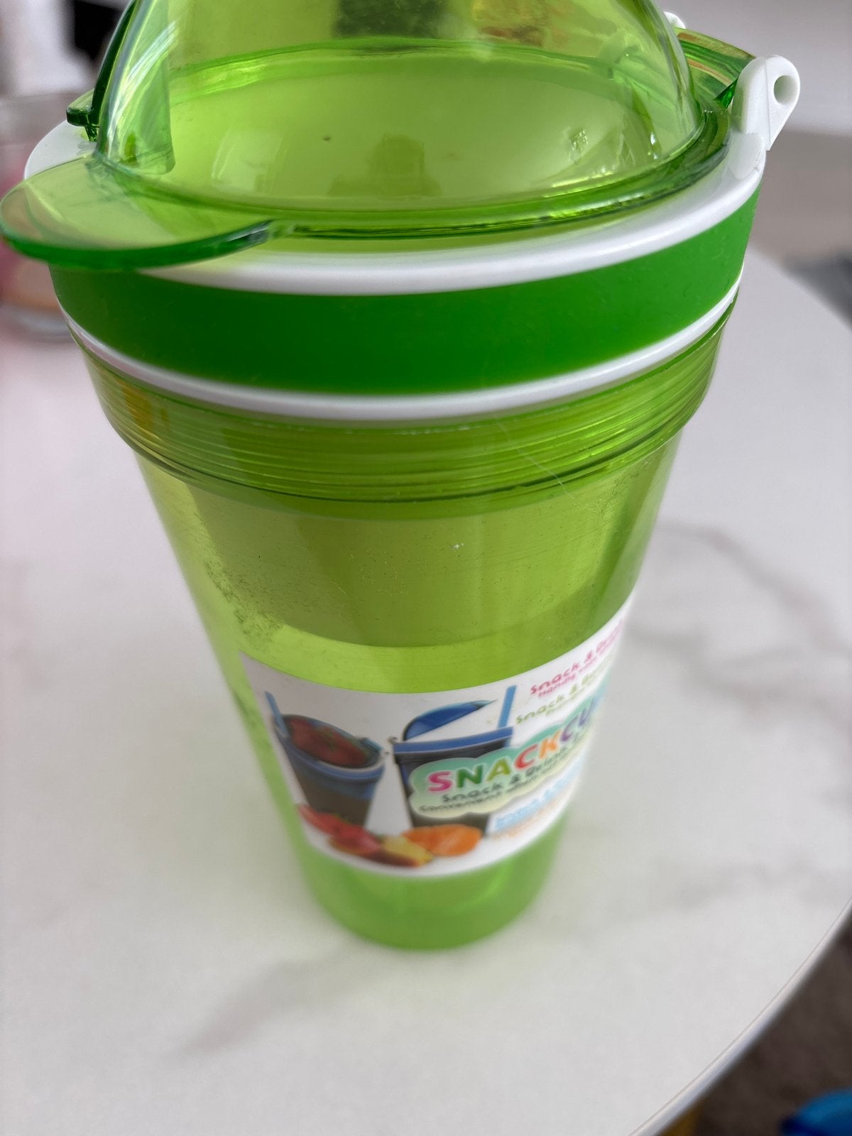 Groene Snack & Shake beker - Handige 2-in-1 drinkbeker, Kunststof, Ophalen of Verzenden, Zo goed als nieuw, Overige merken