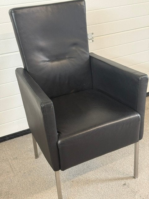 6 Eetkamerstoelen, Ophalen, Gebruikt, Zwart, Leer