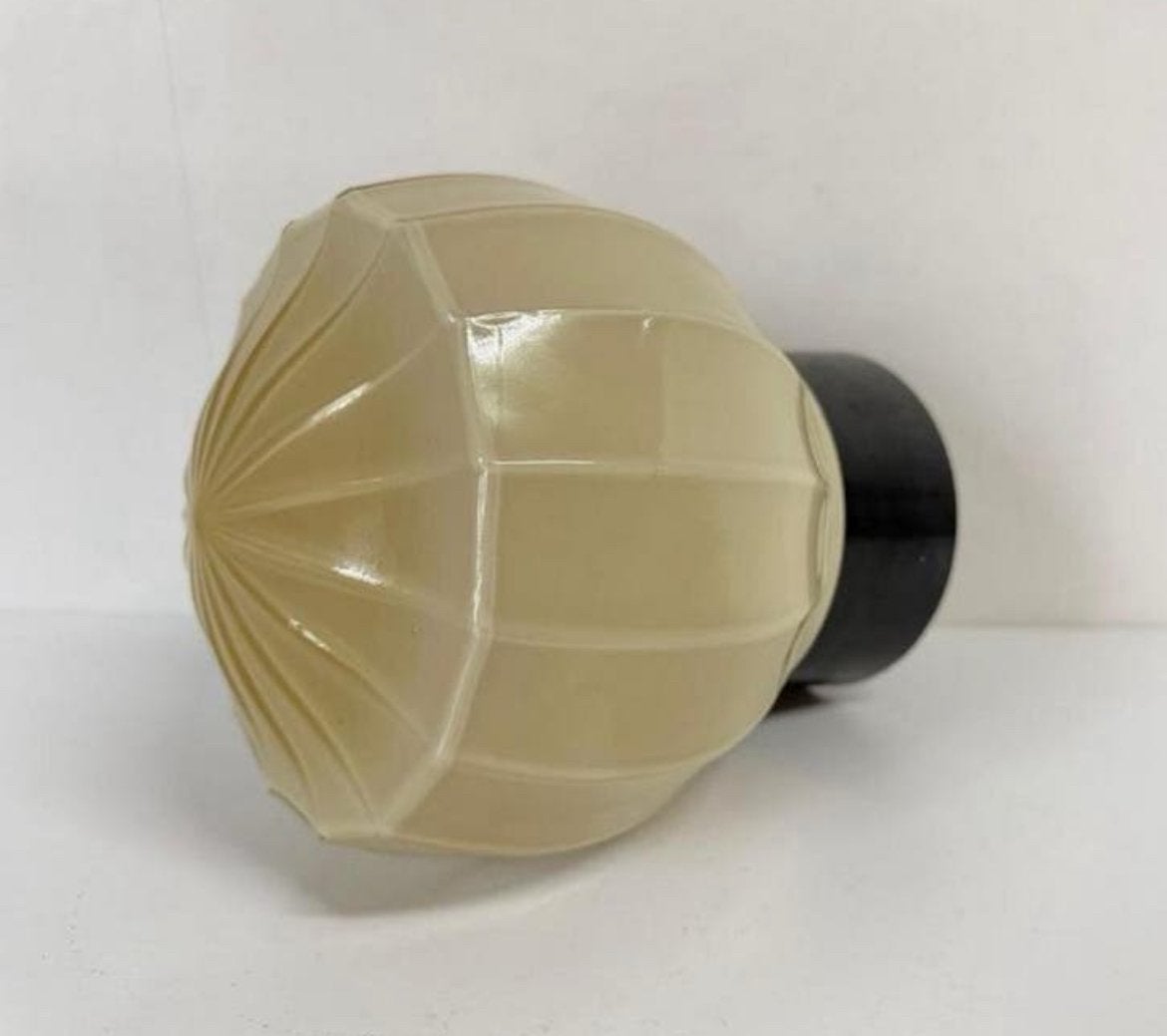 Art Deco crème plafondlamp Thabur + donker bakeliet antiek, Ophalen of Verzenden, Zo goed als nieuw, Glas, Art Deco