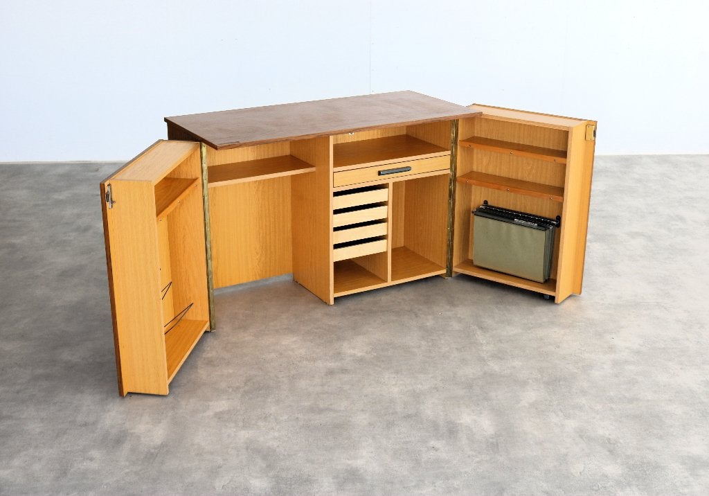 vintage bureau | werkbank | jaren 60 | Zweeds, Huis en Inrichting, Bureaus, Met lades, Gebruikt, ., Ophalen of Verzenden