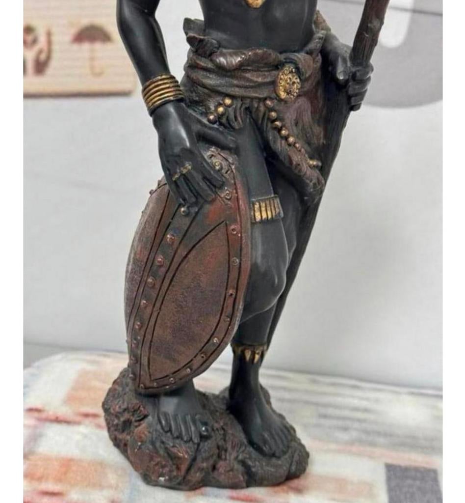 Afrikaanse krijger jager speer Zuid-Afrika 35cm Beeld kunst, Ophalen of Verzenden