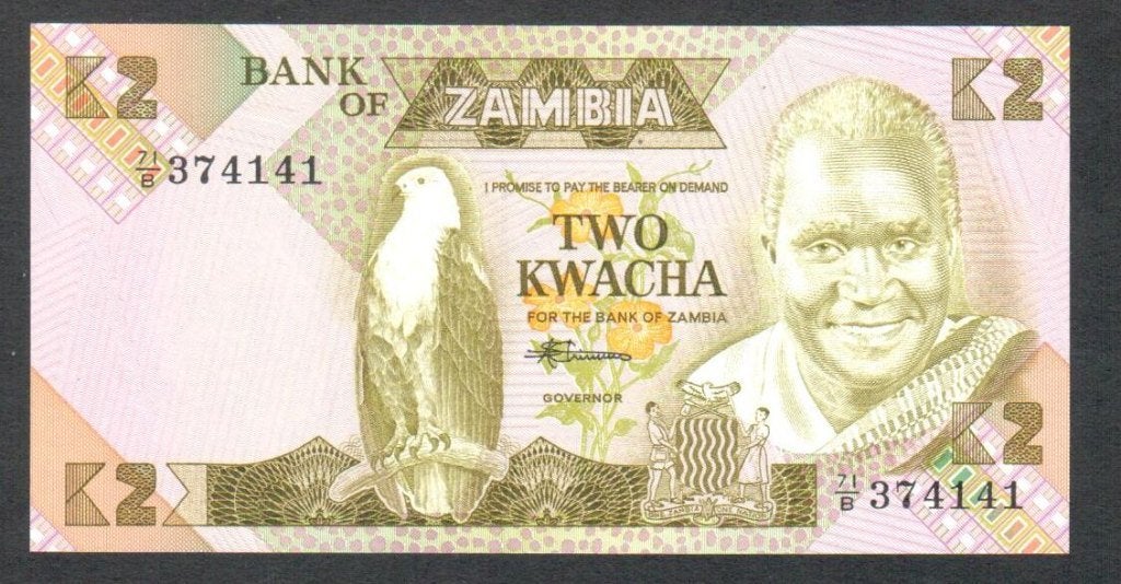 Bankbiljet - Zambia 2 Kwacha 1988 - UNC., Ophalen of Verzenden, Zambia, Los biljet
