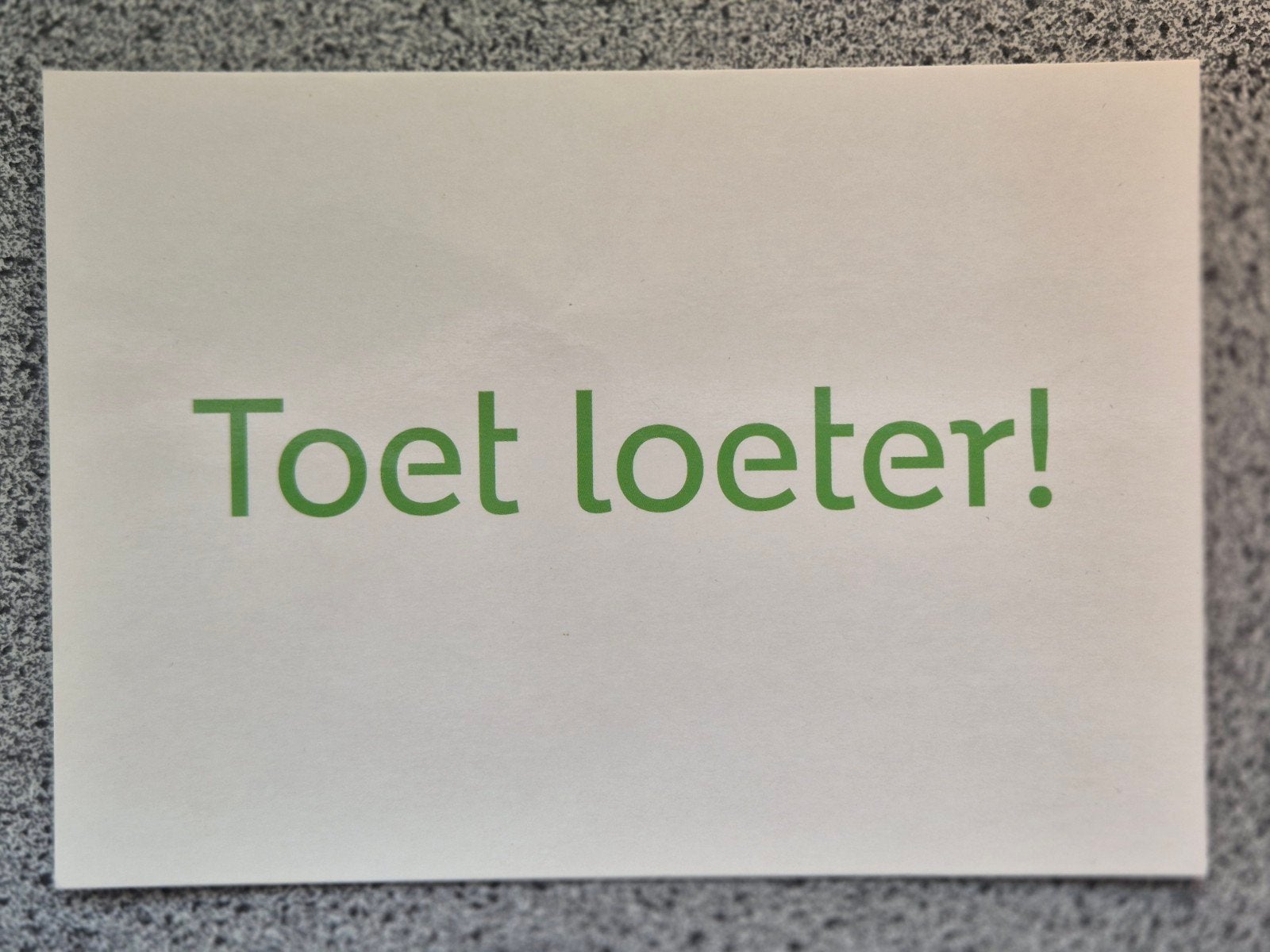 Boomerang Ansichtkaart - Toet loeter!, Verzamelen, Ansichtkaarten | Nederland, Ophalen of Verzenden, 1980 tot heden, Ongelopen