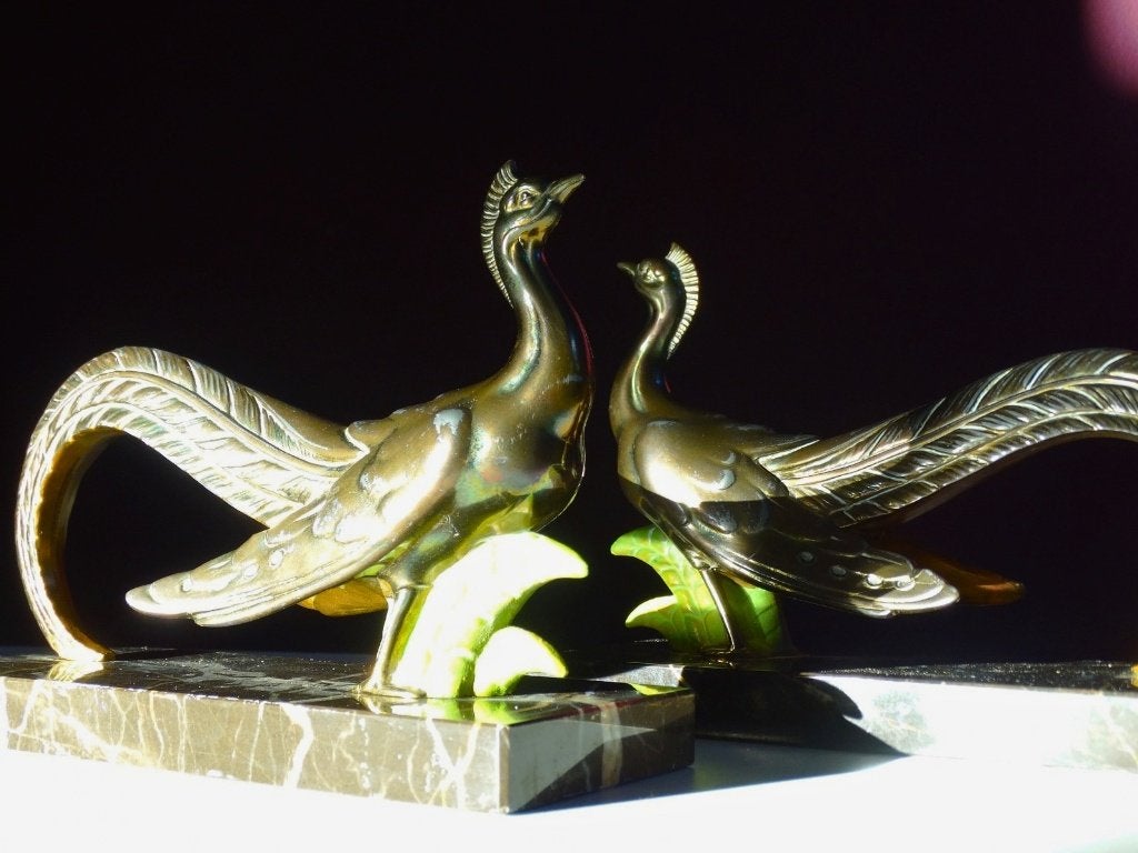 Art Deco fazant boekensteunen, ca. 1930 -  set van 2, Ophalen of Verzenden
