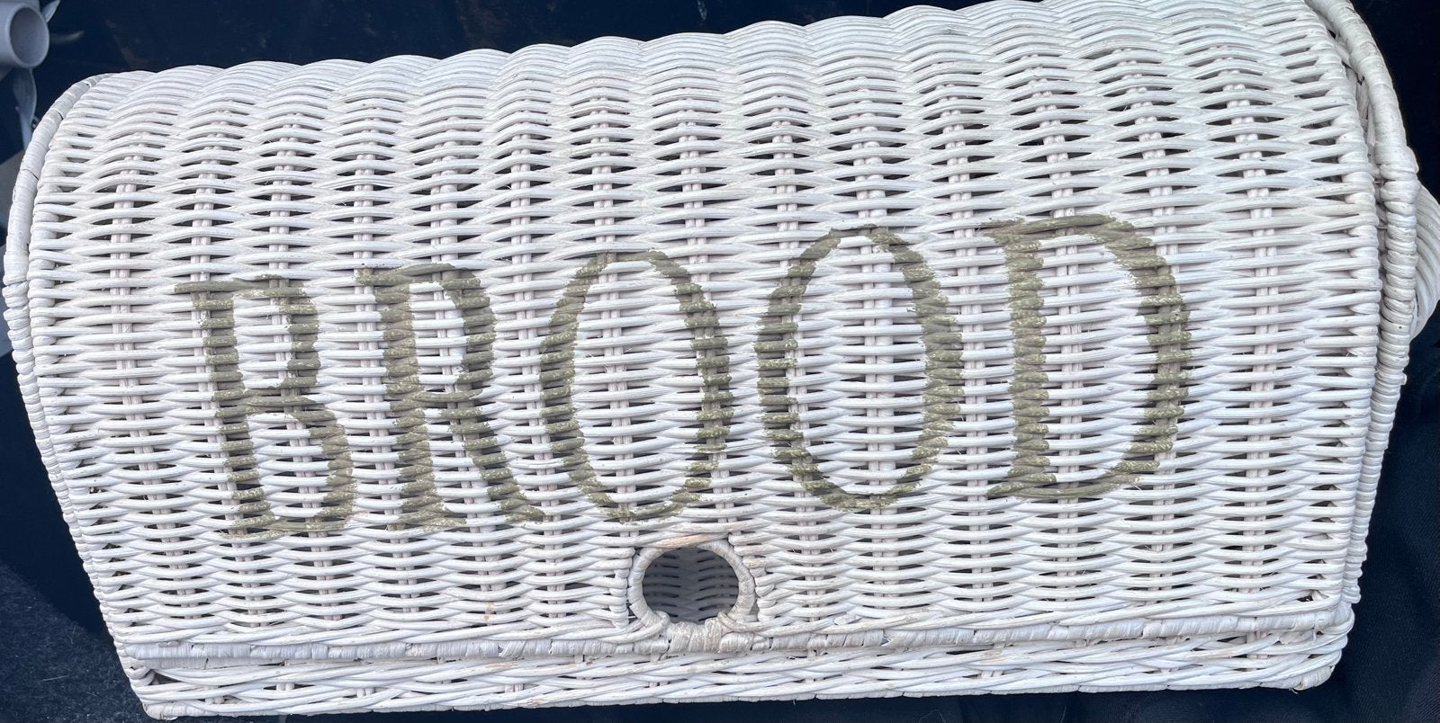 Witte rieten broodtrommel met 'BROOD' opdruk, Gebruikt, Ophalen of Verzenden, Natuurlijk materiaal, Broodtrommel