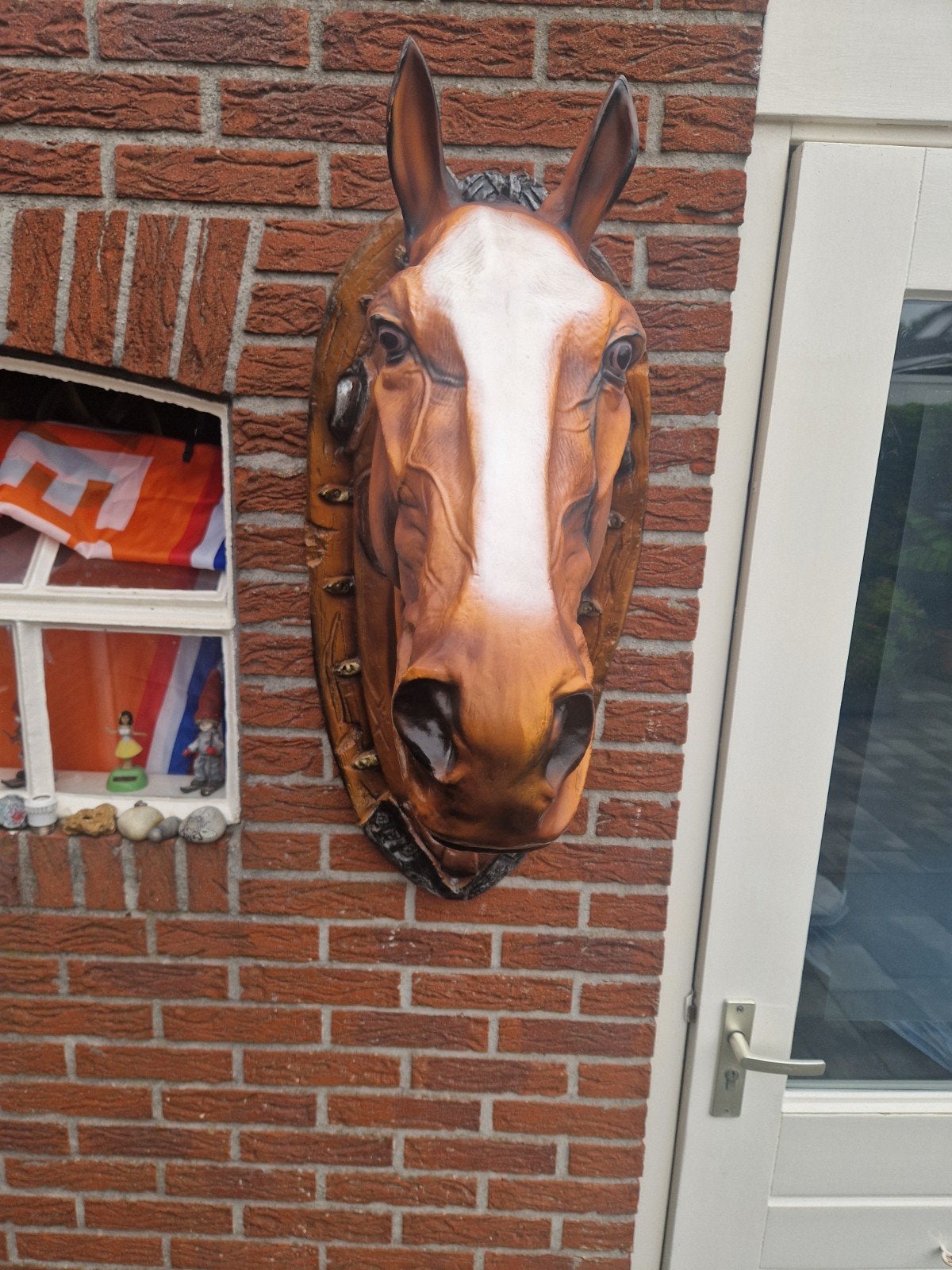 Mooi zwaar polyester paardenhoofd voor paardenliefhebber, Antiek en Kunst, Weerbestendig, Kunststof, Zoogdier, Beeld