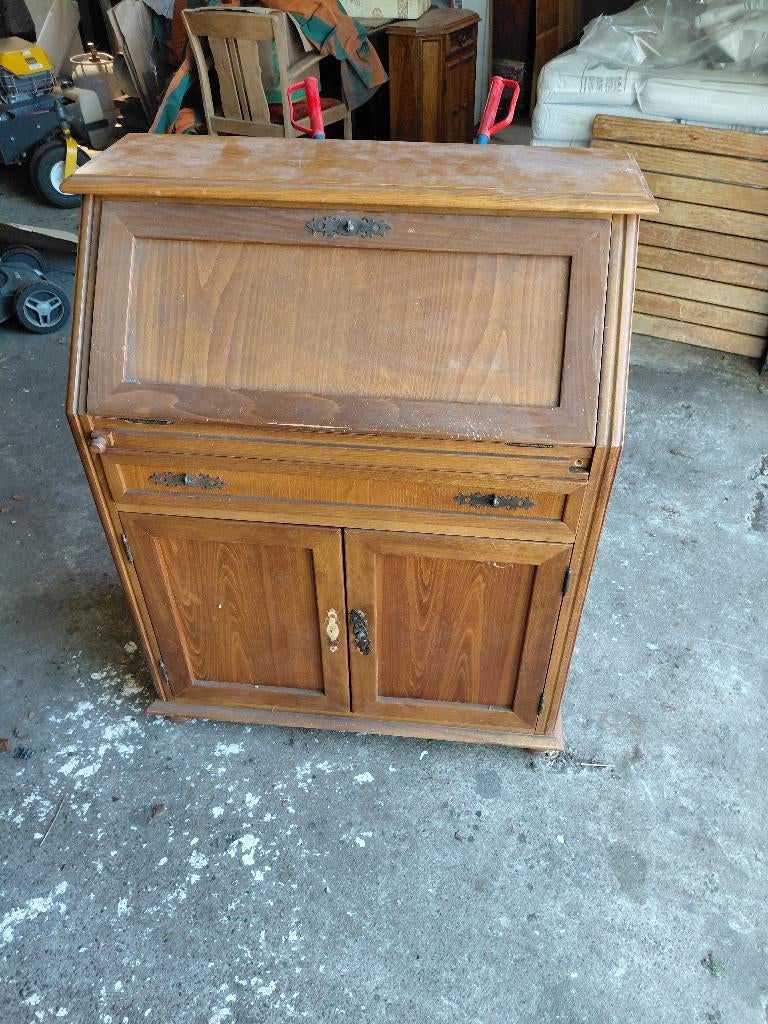 eiken buro/kast, Ophalen, Gebruikt, Vintage, 50 tot 100 cm