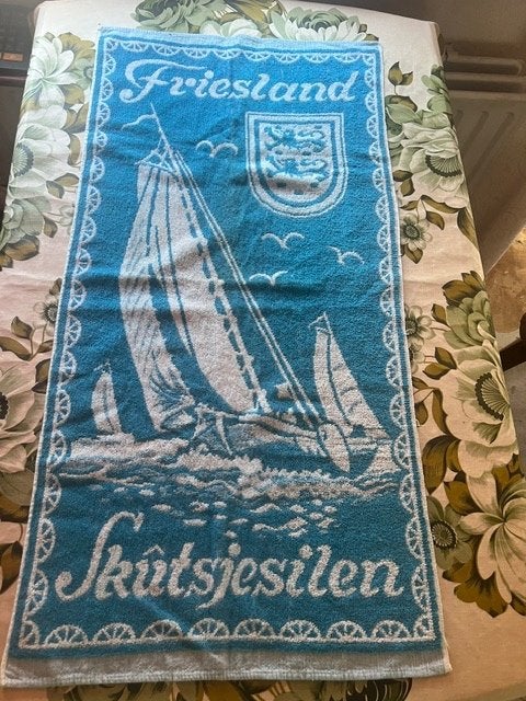 handdoek skutjeszeilen, Ophalen, Nieuw, Blauw, Handdoek
