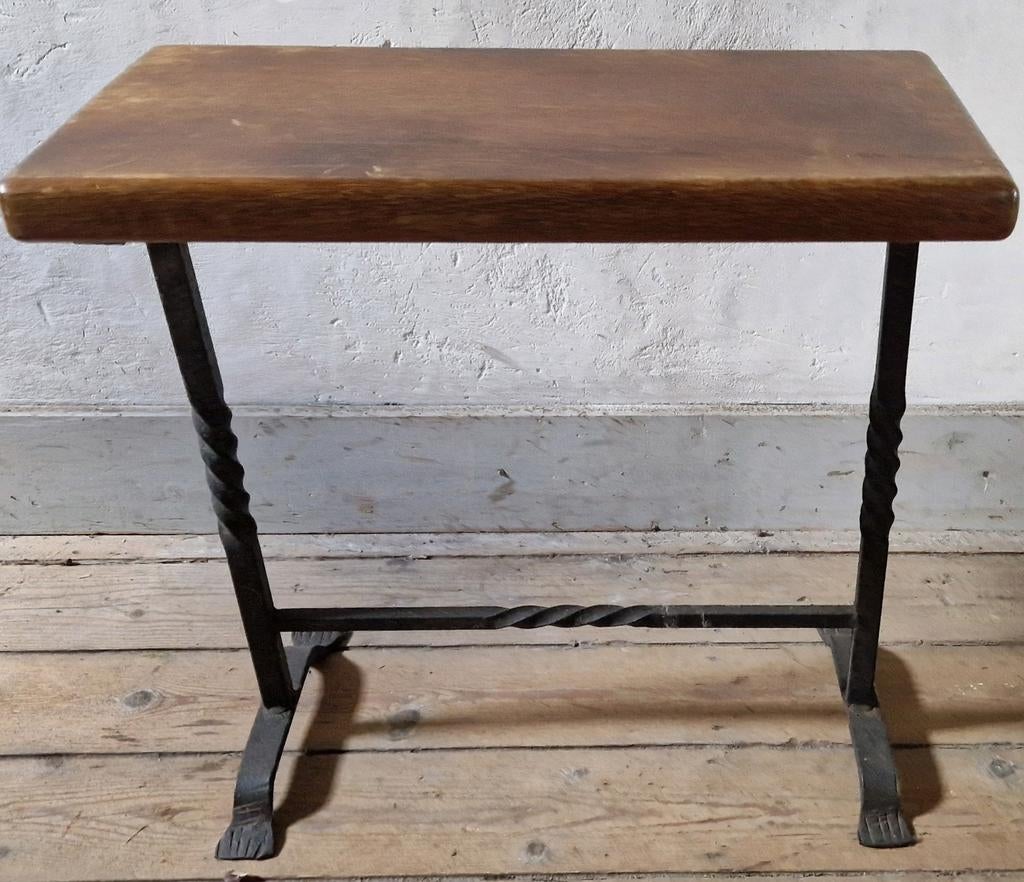 Bijzet tafel hout en smeedijzer, Ophalen, Hout