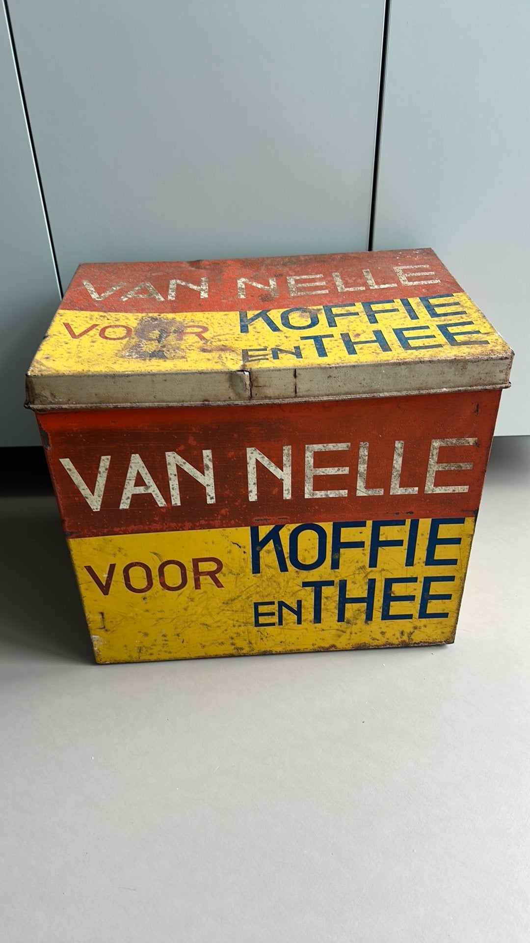 Vintage Van Nelle koffie en thee winkelblik, Ophalen, Gebruikt, Koffie, Van Nelle