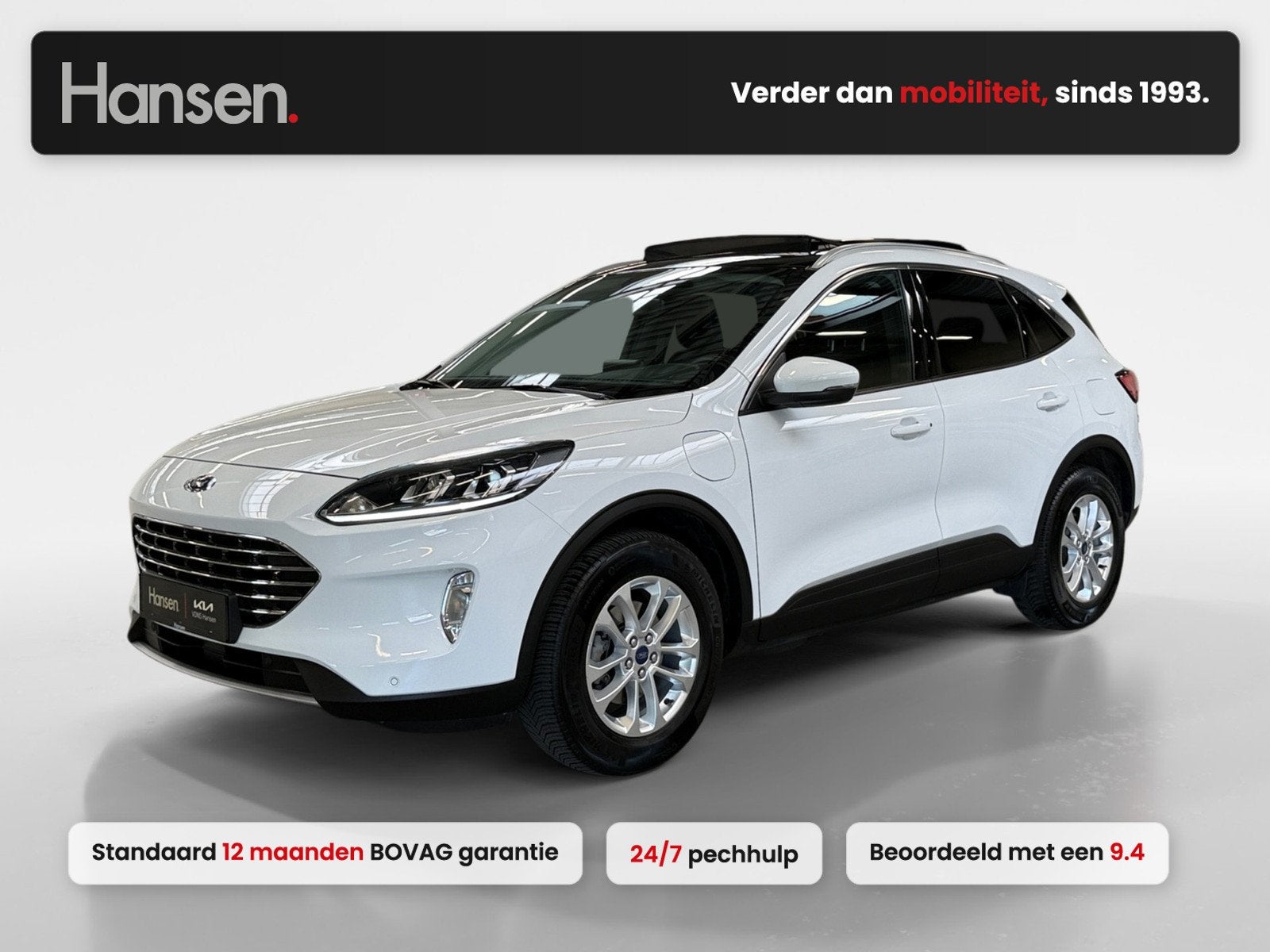 Ford Kuga 2.5 PHEV Titanium I Panoramadak I Winterpakket I C, Auto's, Gebruikt, Euro 6, 4 cilinders, Wit