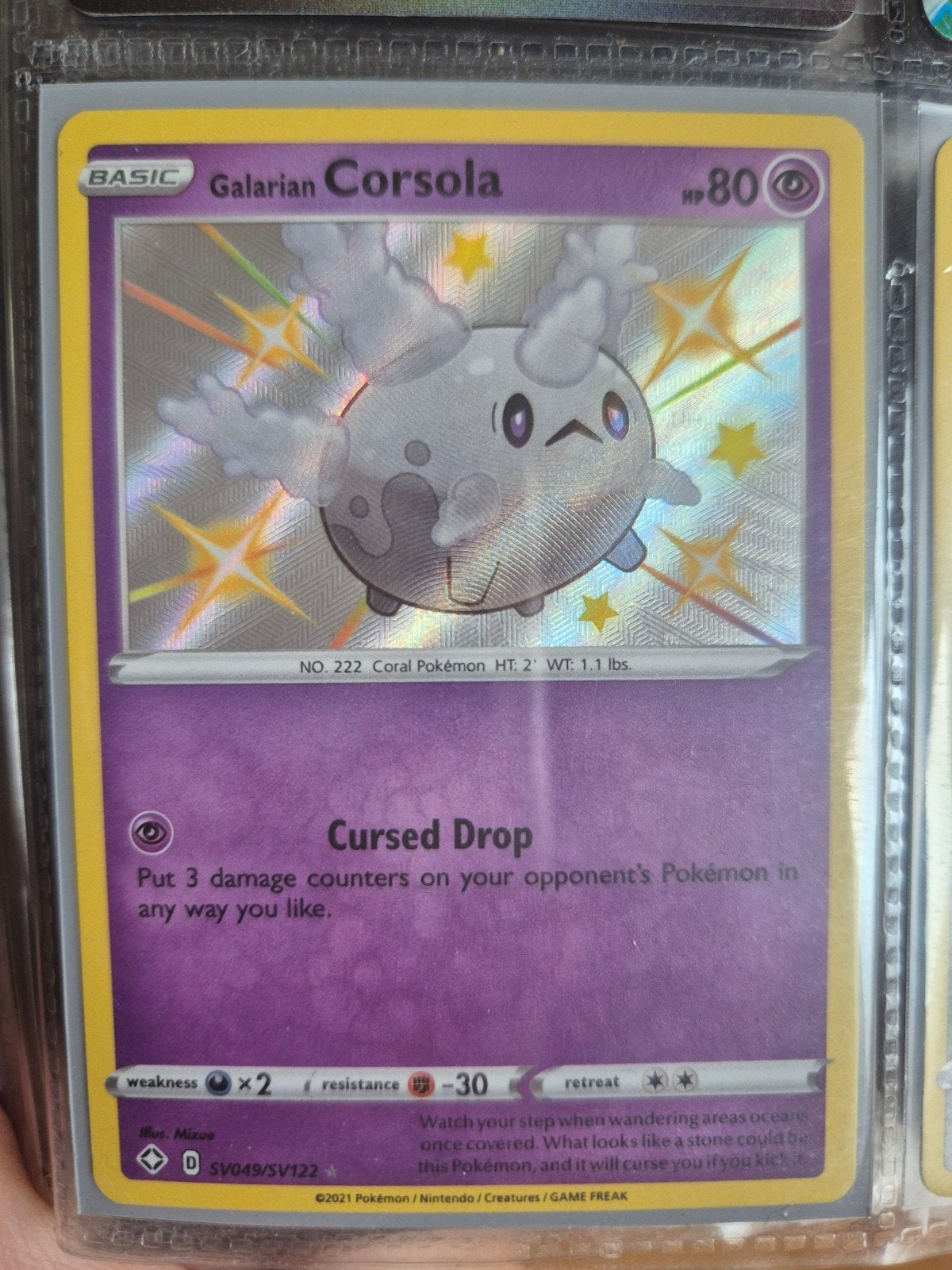 Pokémon Kaart: Galarian Corsola Holo SV049/SV122, Ophalen of Verzenden, Zo goed als nieuw, Losse kaart, Foil