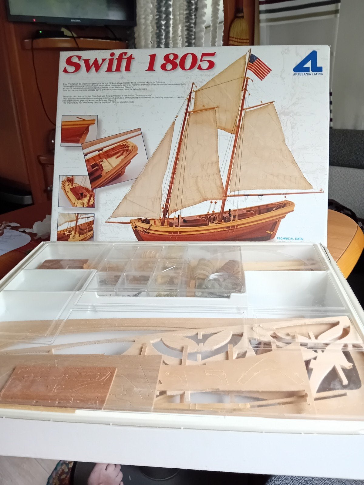 Bouwdoos schip Swift 1805 - Artesania Latina (deels gebouwd), Ophalen of Verzenden, Gebruikt, 1:50 tot 1:200, Overige merken