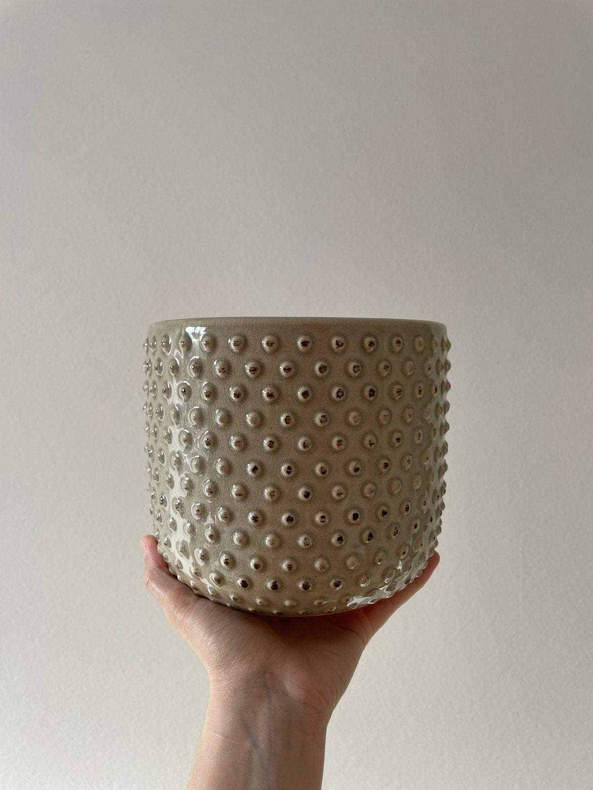 Beige bloempot Intratuin 15 cm, Ophalen, Rond, Aardewerk, Minder dan 40 cm