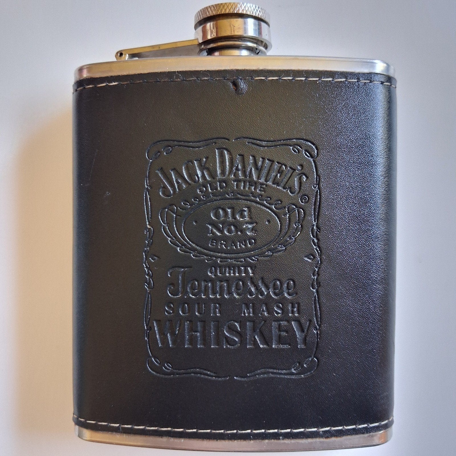 Jack Daniel's Tennessee Whiskey - ledere kolf, Ophalen of Verzenden, Zo goed als nieuw, Overige typen