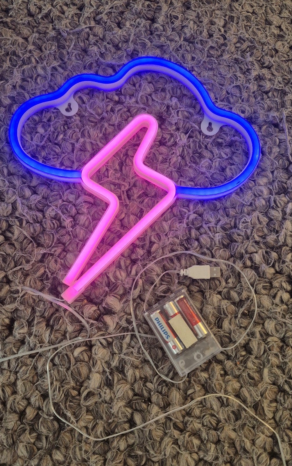 Neon Bliksemwolk Figuur - Unieke Decoratie, Meerkleurig, Kunststof, Ophalen of Verzenden, Zo goed als nieuw