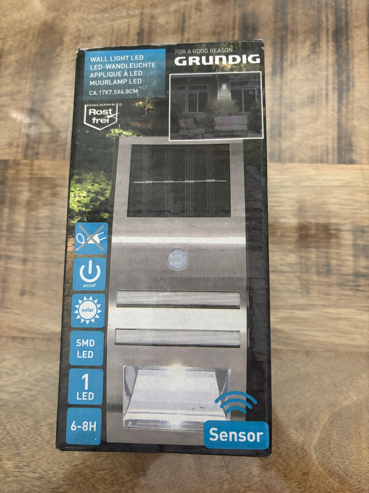 Grundig LED Muurlamp met Sensor en Zonne-energie, Ophalen, Zonne-energie, Minder dan 50 watt, Wandlamp
