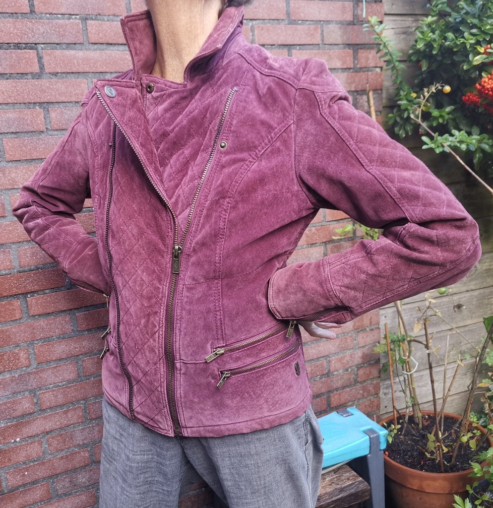 Paars Suede Jasje,  Merk GiacomoTheJacket, Paars, Zo goed als nieuw, Jasje, Giacomo