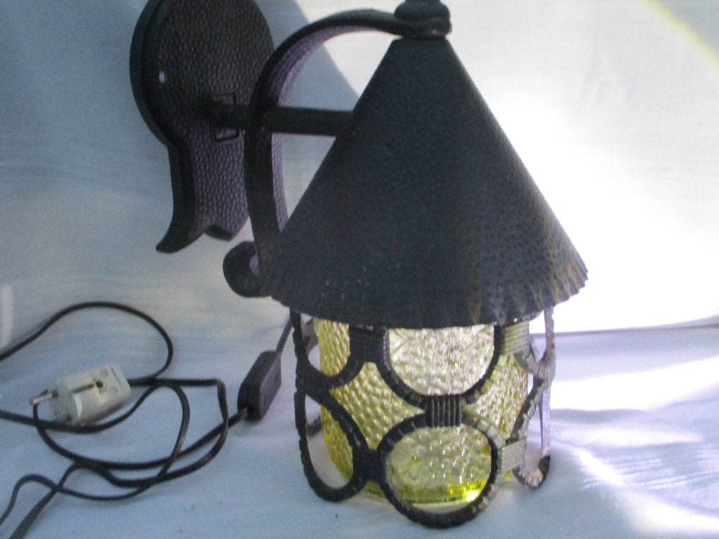 Vintage Metalen Wandlamp,v.a 45,00e, Met snoer/stekker, Gebruikt, Zwart, Ophalen of Verzenden