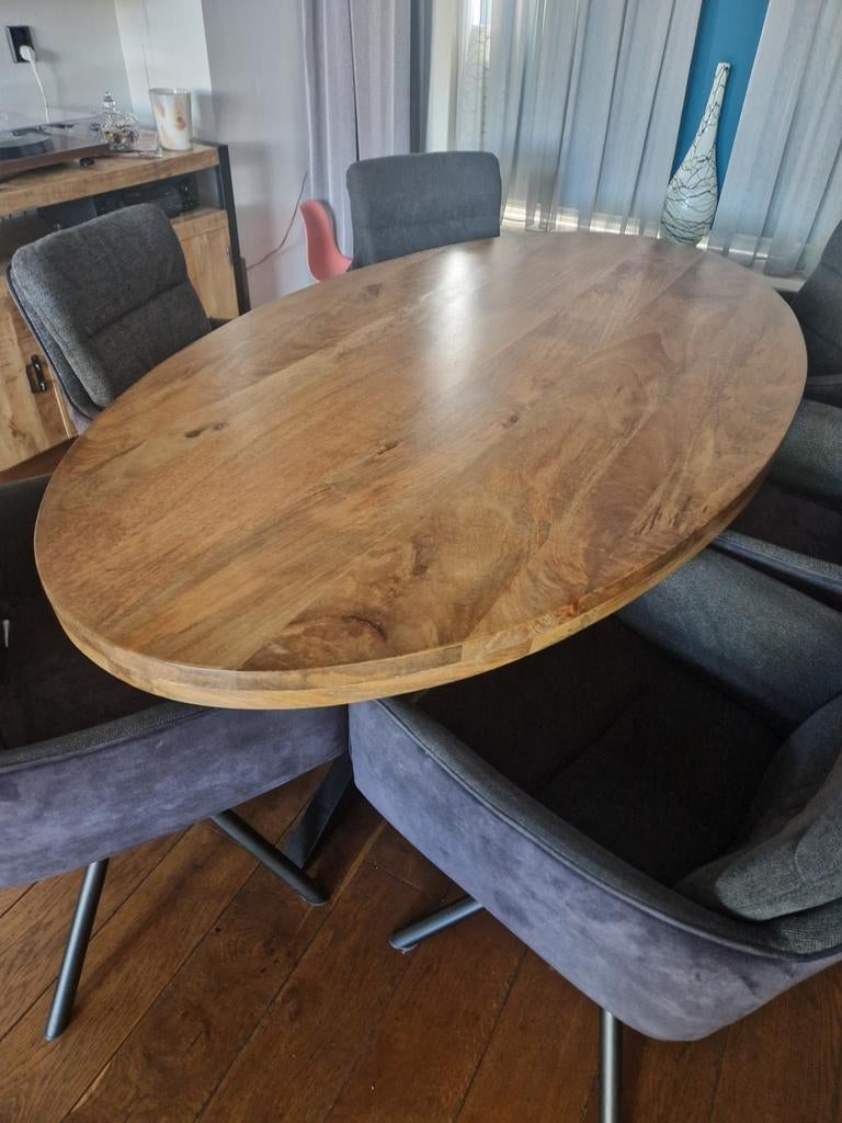 Mango eettafel ovaal, Nieuw, Vijf personen of meer, 150 tot 200 cm, Overige houtsoorten