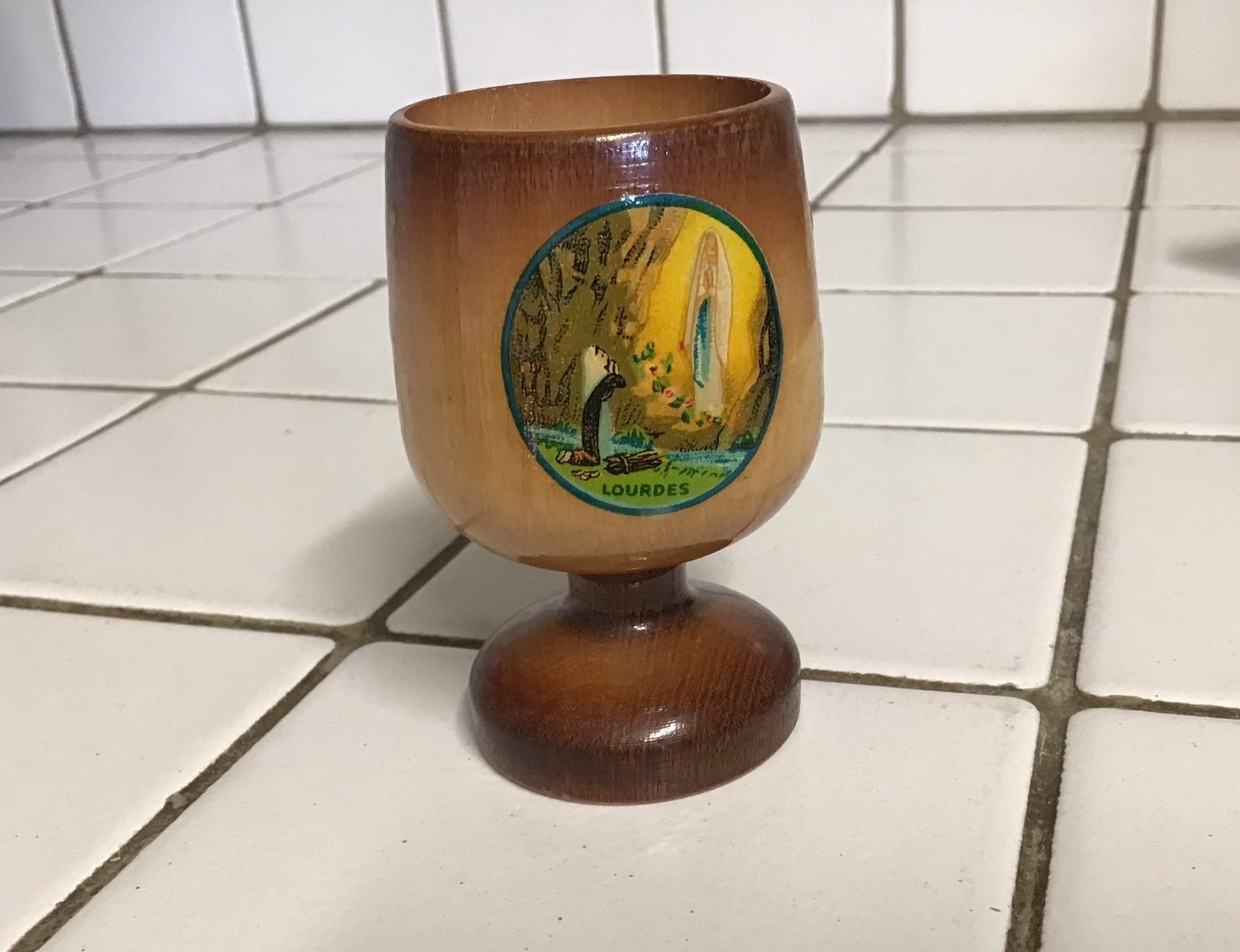 Vintage eidopje eierdopje Heilige Maria Lourdes, Antiek en Kunst, Ophalen of Verzenden