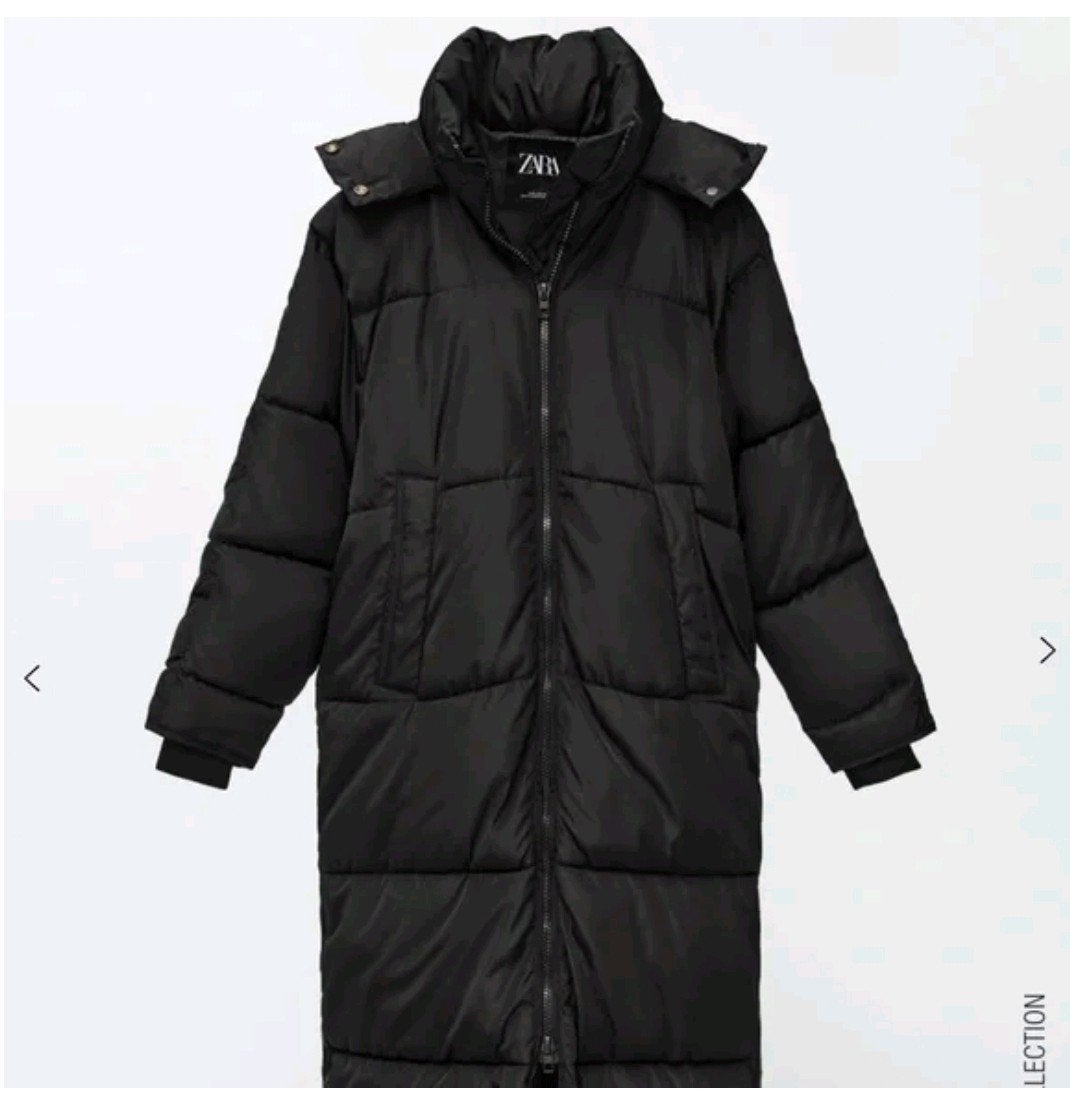 Zwarte lange puffer jas van Zara maat Xs, Ophalen of Verzenden, Zo goed als nieuw, Maat 34 (XS) of kleiner, Zara