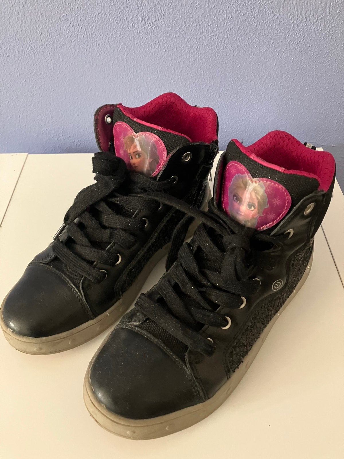 GEOX Frozen schoenen zwart glitter 35 meisje halfhoog, Ophalen of Verzenden, Gebruikt, Meisje, Schoenen