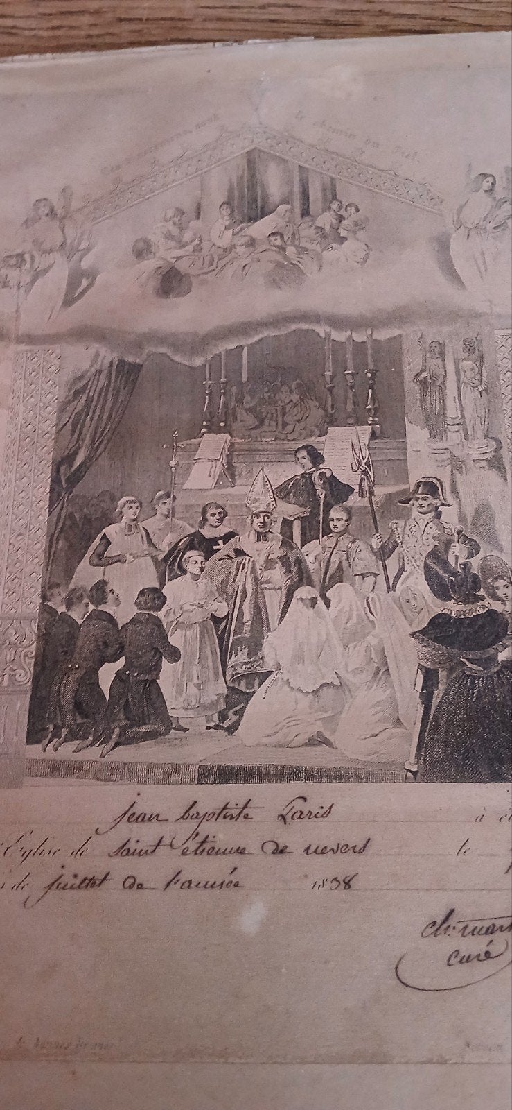 Antieke Eerste Communie Prent 1838 - Jean Baptiste Paris, Ophalen of Verzenden