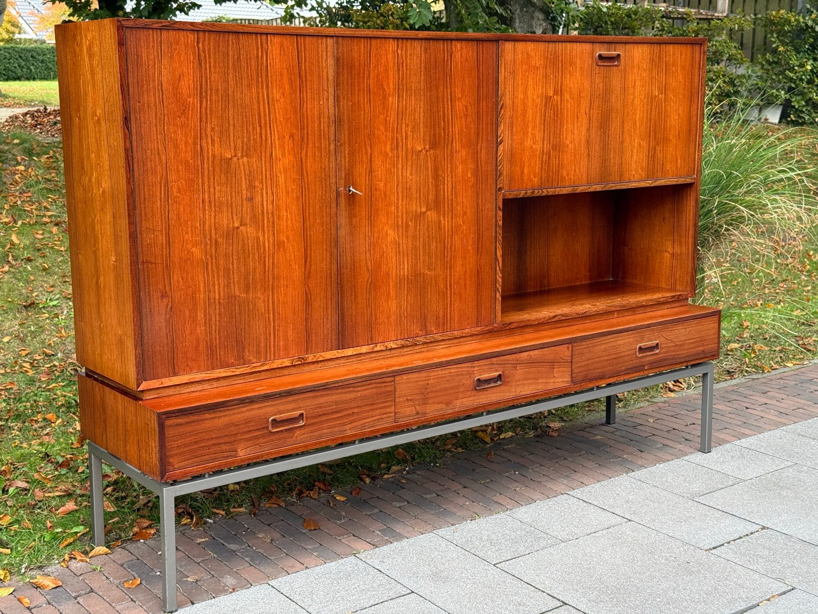 Vintage dressoir palissander met secretaire, Antiek en Kunst, Ophalen