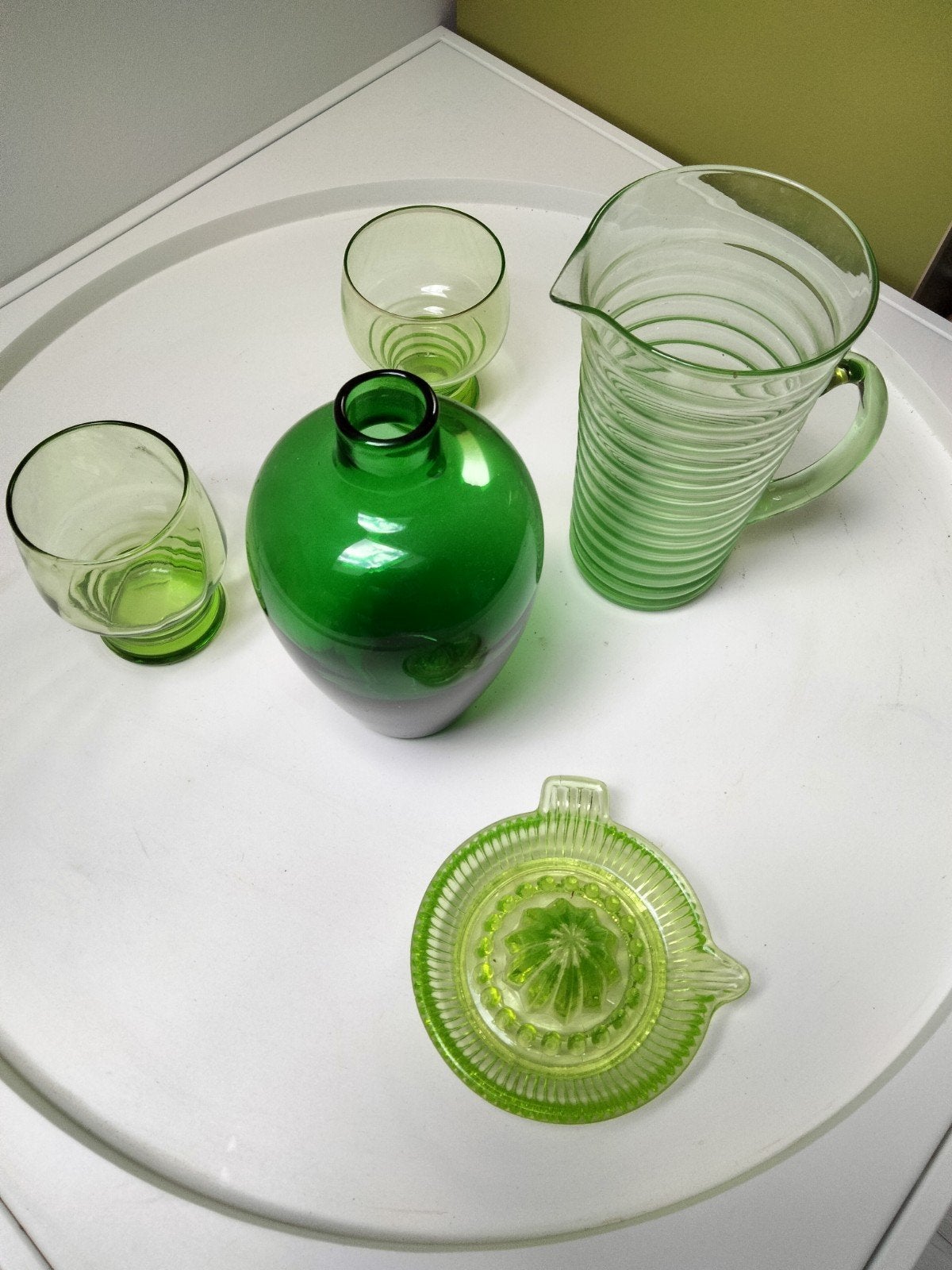 Leerdam Glaswerk - Diverse Groene Glazen Items, Ophalen of Verzenden