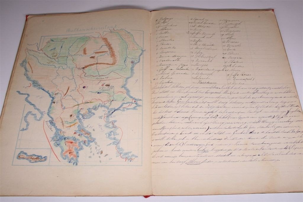 R. Bos\' Aardrijkskundig Teekenboek [ca. 1925] — Bij de Bosa, Gelezen, Ophalen of Verzenden, Landkaart, 1800 tot 2000