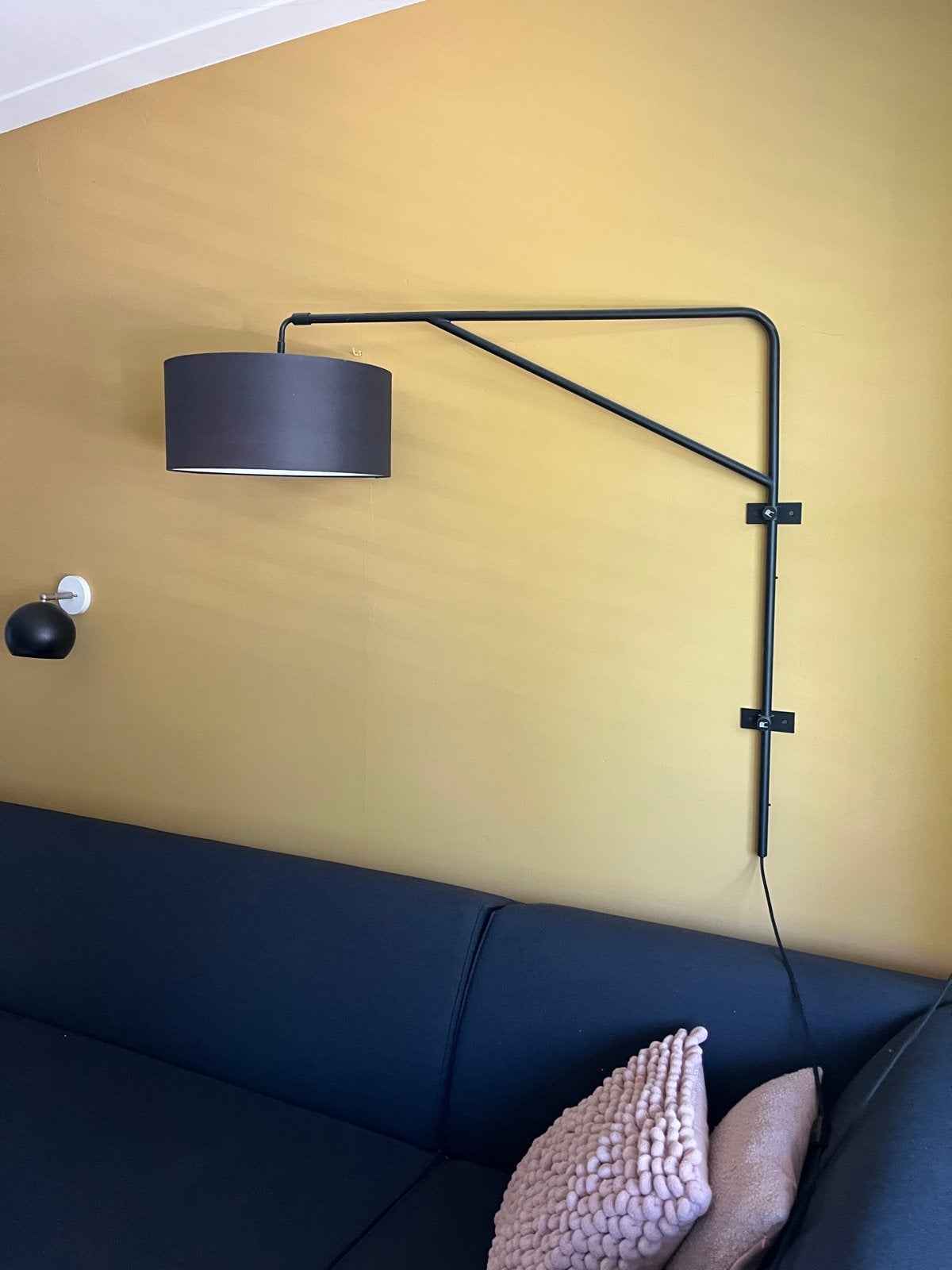 RoMi Brighton wandlamp met stoffen kap - 47 cm, Ophalen, Gebruikt, Zwart, Textiel