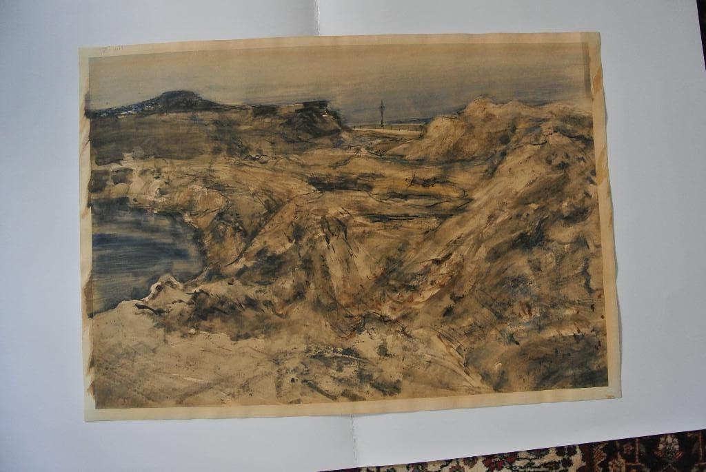 jan burgerhout aquarel europoort/maasvlakte, Ophalen of Verzenden