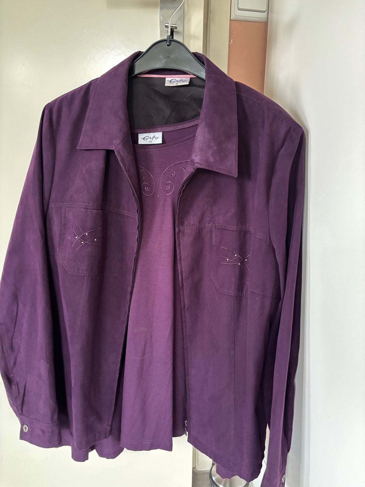 Erfo paarse set: jasje en bijpassend shirt maat 46, Ophalen of Verzenden, Zo goed als nieuw