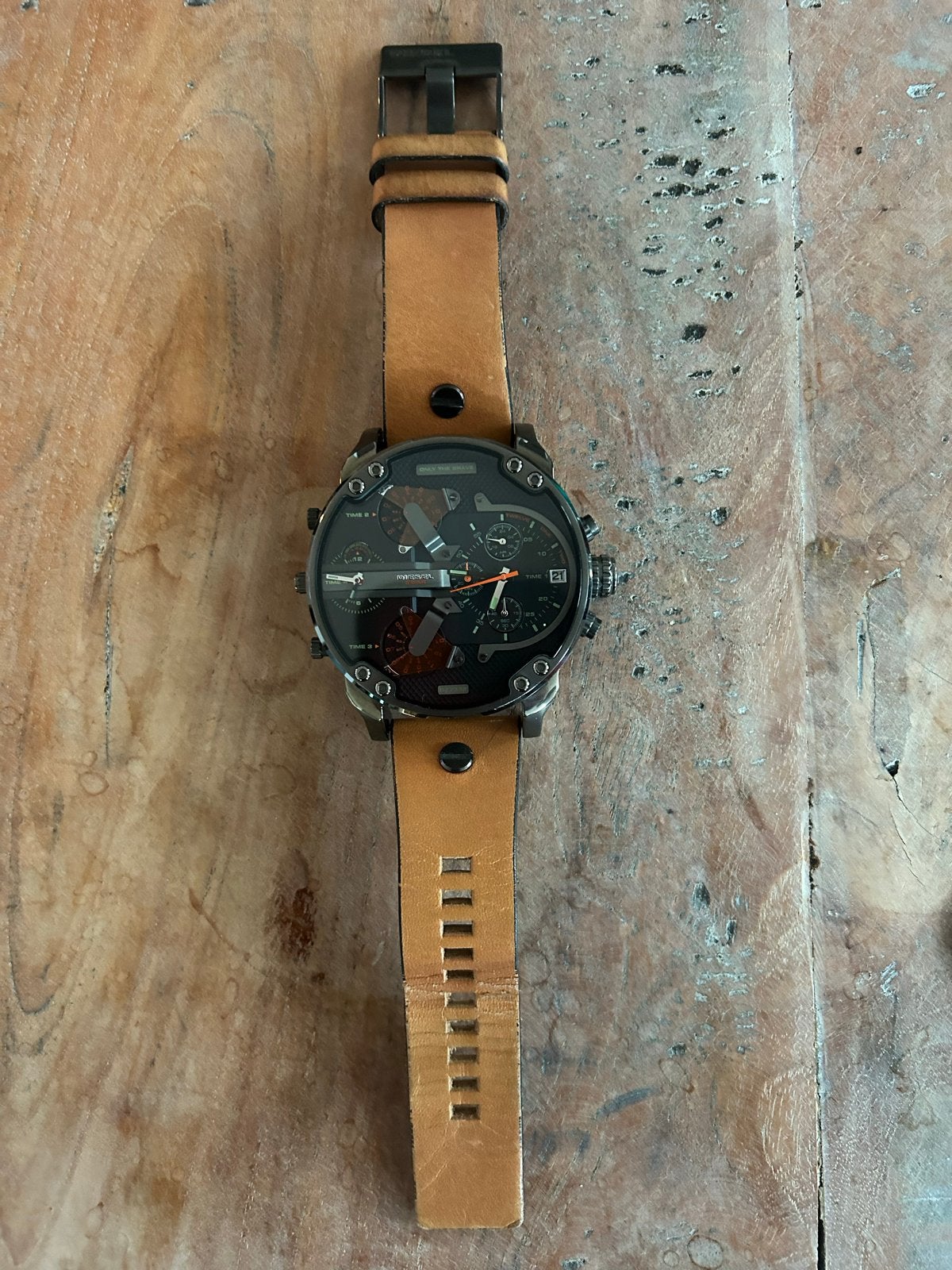 Diesel Only The Brave Herenhorloge DZ-7332, 57mm kast, Overige merken, Staal, Polshorloge, Ophalen of Verzenden