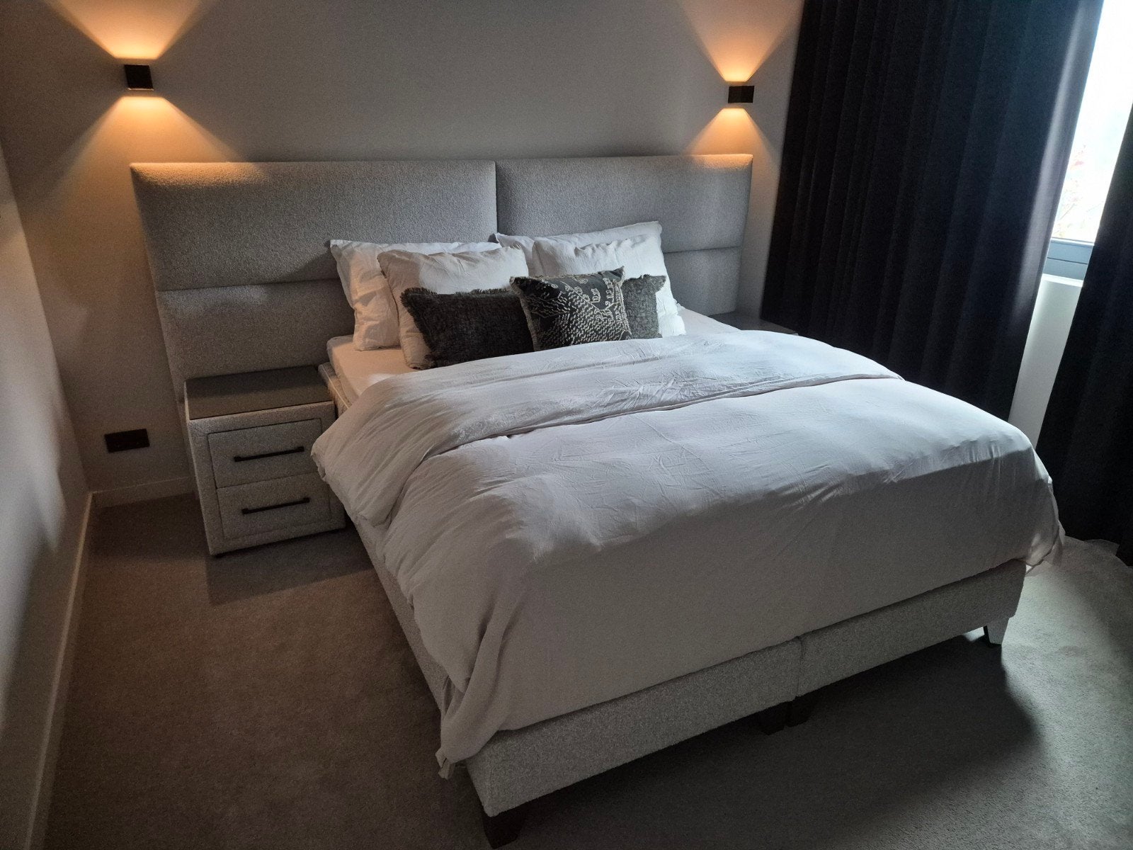 Luxe Serta tweepersoons boxspring met Serta Superior matras, Huis en Inrichting, Ophalen, 210 cm, Tweepersoons, Zo goed als nieuw