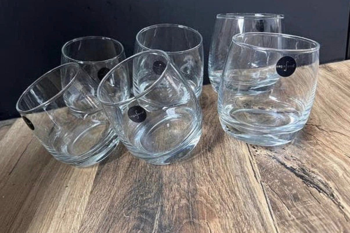 Set van 6 Sagaform Zweden Rocking Whiskey Tumbler-glazen., Ophalen of Verzenden, Zo goed als nieuw, Overige typen