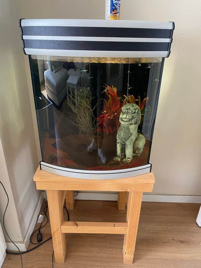 Aquarium + Tafeltje, Dieren en Toebehoren, Vissen | Aquaria en Toebehoren, Ophalen, Inclusief toebehoren, Gebruikt, Leeg aquarium