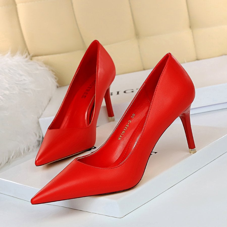 Rode kunstleren dames pumps met 7.5cm hak / vrouwen hakken, Verzenden, Nieuw, Rood, Pumps