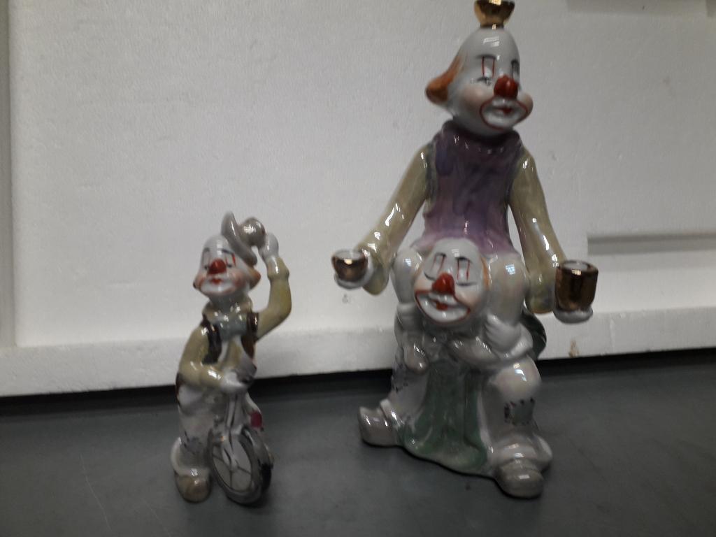 2 VINTAGE CLOWNS BEELDEN met GLANS GLAZUUR I.Z.G.STAAT, Antiek en Kunst, Ophalen of Verzenden