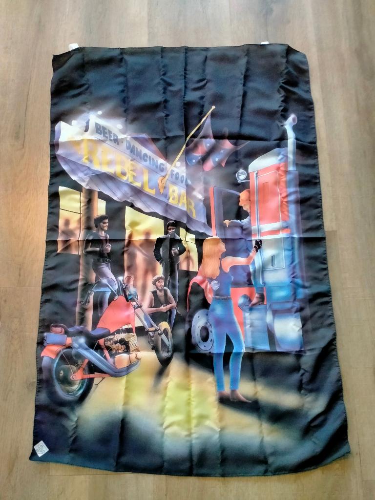 Rebel bar biker motor truck vintage logo vlag rare, Ophalen of Verzenden, Zo goed als nieuw, Auto's