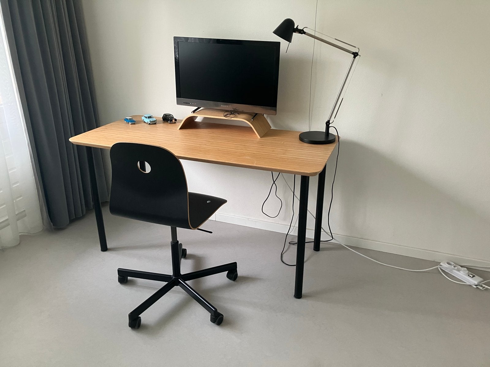 IKEA Bamboe Bureau met Bureaustoel en Lamp, Ophalen, Demontabel, Scandinavisch, Schoolbureau