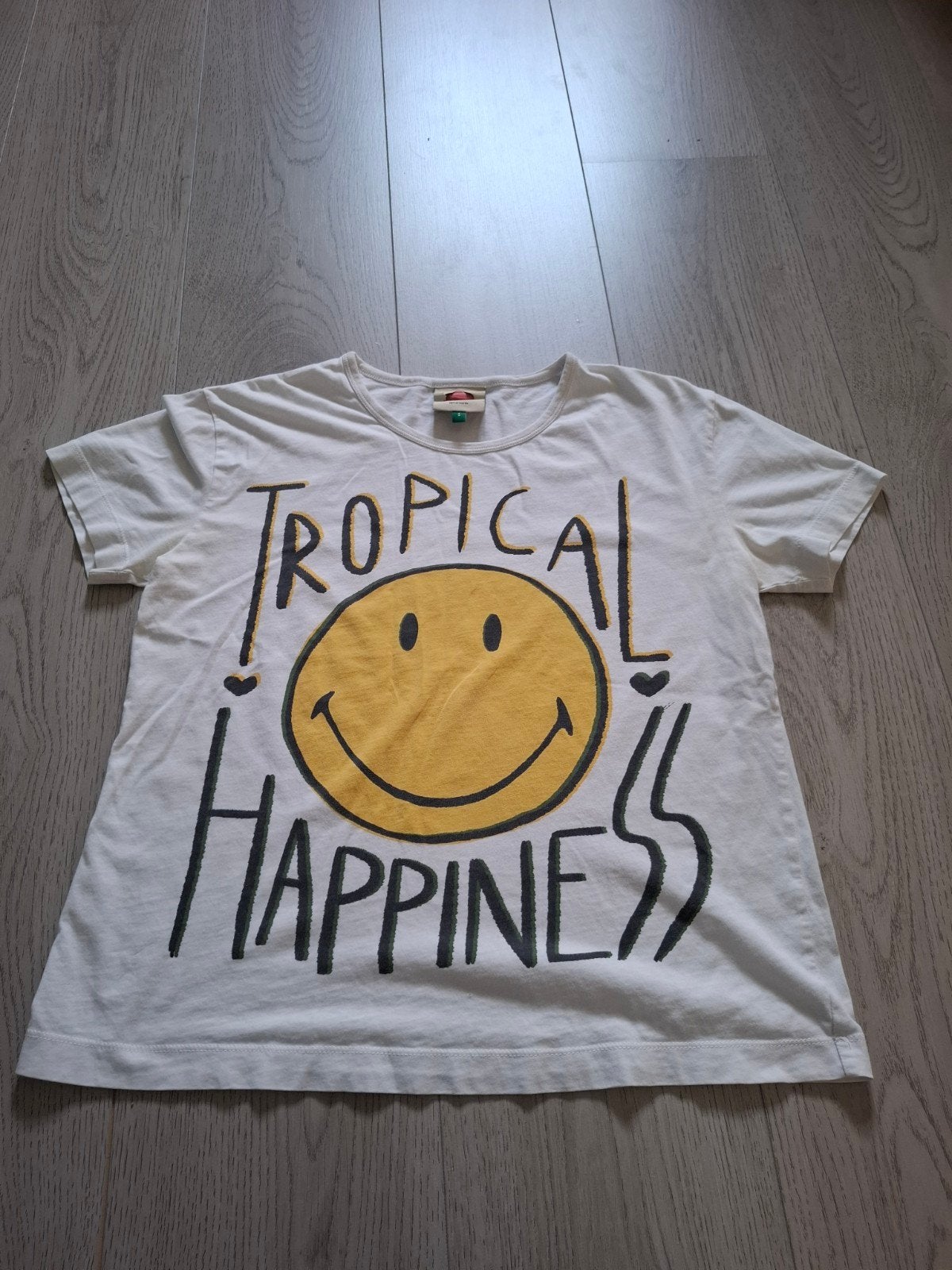t shirt met Smiley, Kleding | Dames, T-shirts, Wit, Ophalen of Verzenden, Korte mouw, Maat 36 (S)